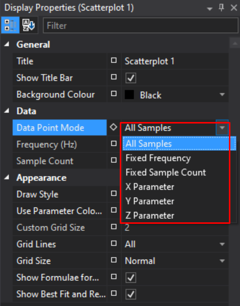 Scatterplot Display Properties — modes